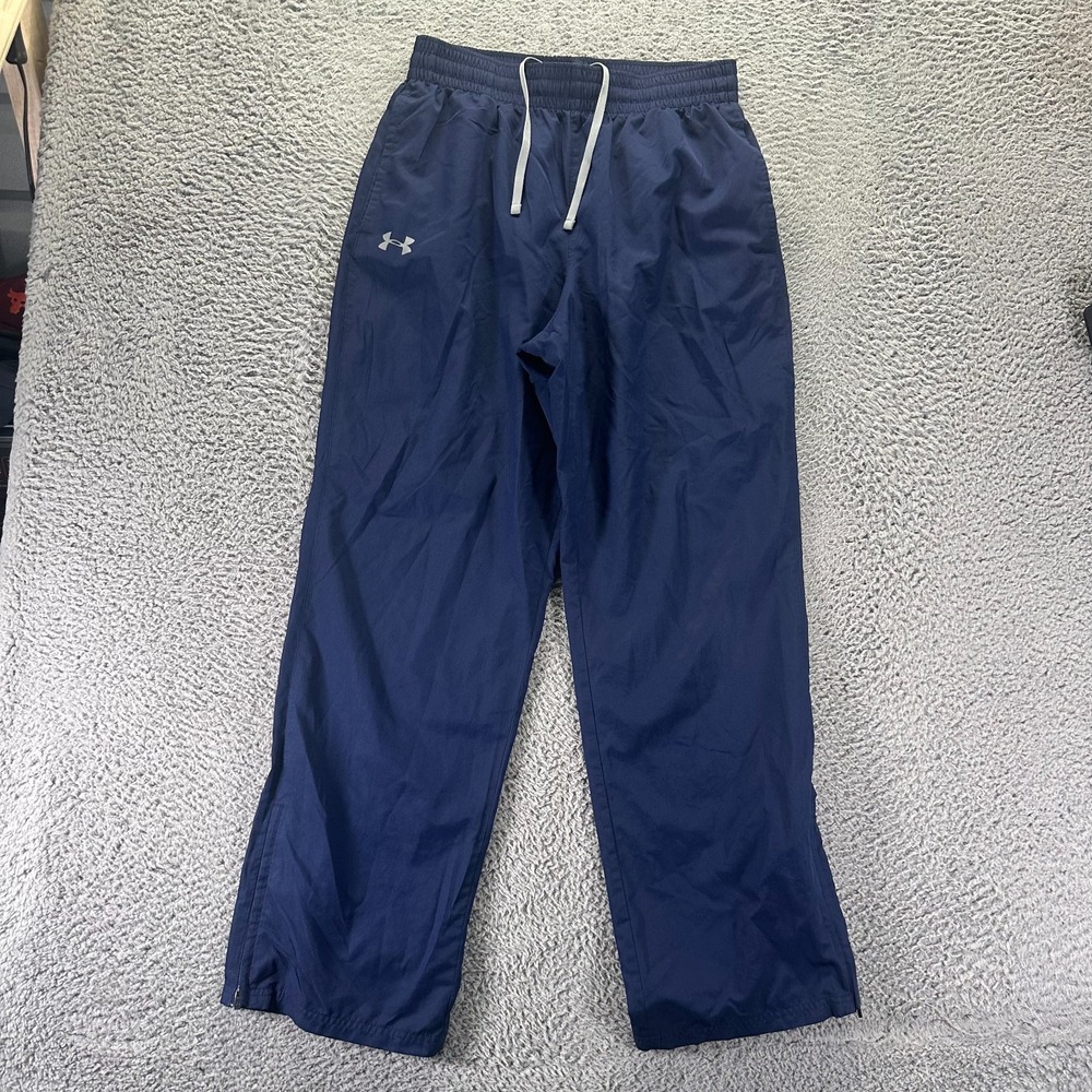 Under Armour Pant Mens L Blue Track Straight Mesh-Lined Running Training Workout
